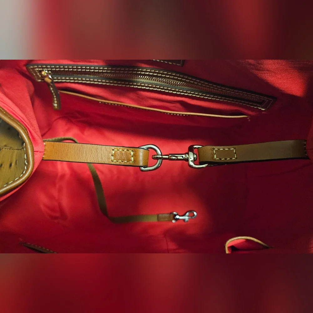 NWT Dooney & Bourke Briana Ostrich Embossed Leather Shoulder Bag: Caramel - Picture 13 of 16